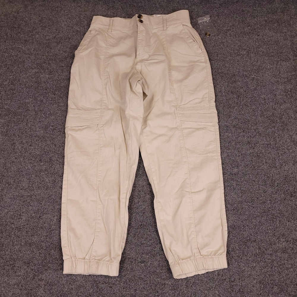 Sonoma Womens Cargo Utility Jogger Pants Stretch Cotton Size 6 29x25 Beige NWT
